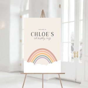 Cloud 9 Birthday Welcome Sign, Cloud Nine Customizable Sign, Cloud Nine Birthday Decor, Rainbow Clouds, Editable Template, Instant Download