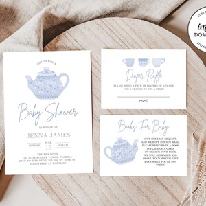Invitation de douche de bébé Tea Party, invitation de douche de bébé jardin élégant, téléchargement immédiat