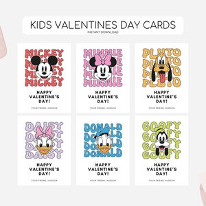 Cartes de Saint-Valentin Mickey et ses amis, étiquettes imprimables de Saint-Valentin, étiquette Mickey Mouse, Mickey moderne Saint-Valentin, téléchargement immédiat modifiable