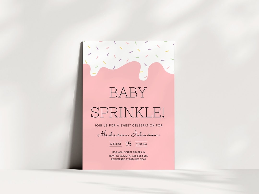 Sprinkle Baby Shower Invitation, Sprinkle Shower Invite, Girl Baby