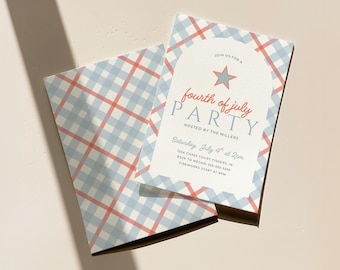 4th of July Party Invitation, Modern Fourth of July Invite, 4th of July BBQ, Fourth of July Evite, Editable Template, Instant Download