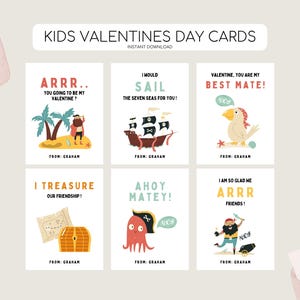 Kinder Piraten Valentinstag Karten, druckbare Valentinstag Tags, Kid Vday Ahoy Matey Tag, moderne Pirate Valentine, bearbeitbare Sofort Download