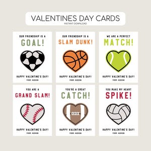 Cartões esportivos infantis para o Dia dos Namorados, etiquetas imprimíveis para o Dia dos Namorados, etiquetas esportivas para crianças para o Dia dos Namorados, basquete, futebol, beisebol, golfe, download instantâneo