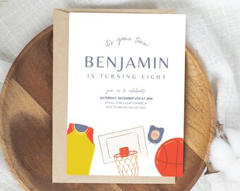 Basketball Birthday Invitation, Modern Basketball Invite, Sport Birthday Invitation, Boy Birthday Party, Editable Template, Instant Download