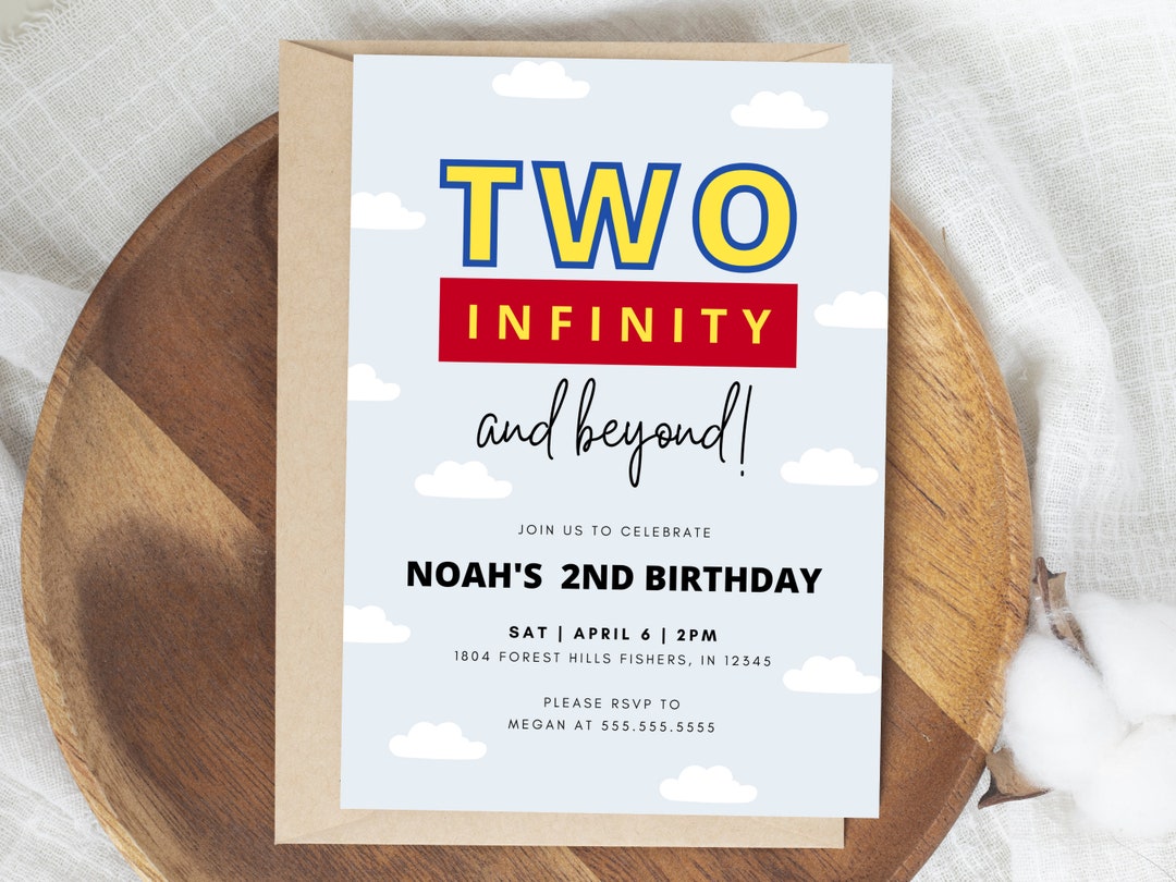 Toy Story Birthday Invitation, Two Infinity and Beyond Invite, Toy Story Second Birthday Invite