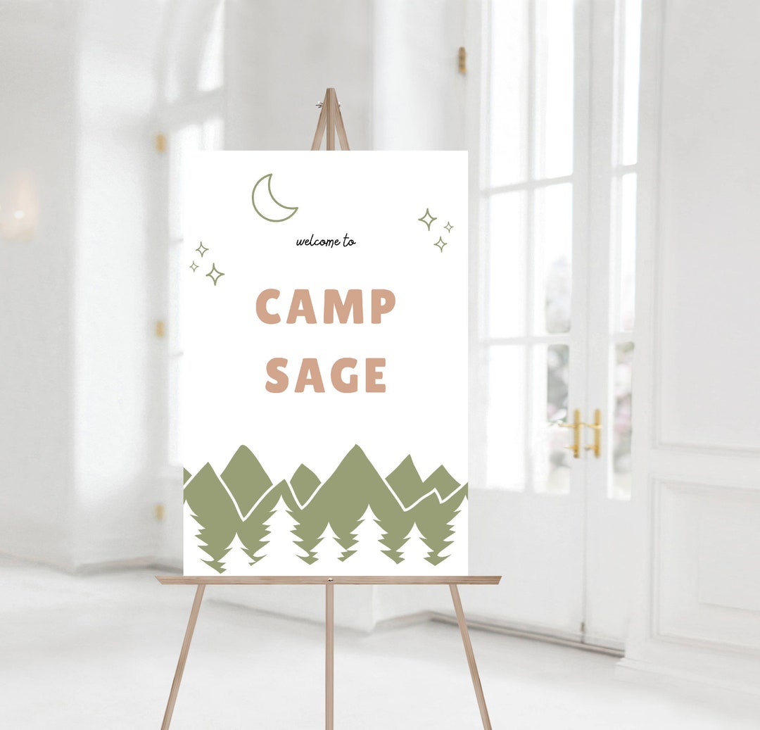 One Happy Camper Welcome Sign, Camping First Birthday Party Decorations ...
