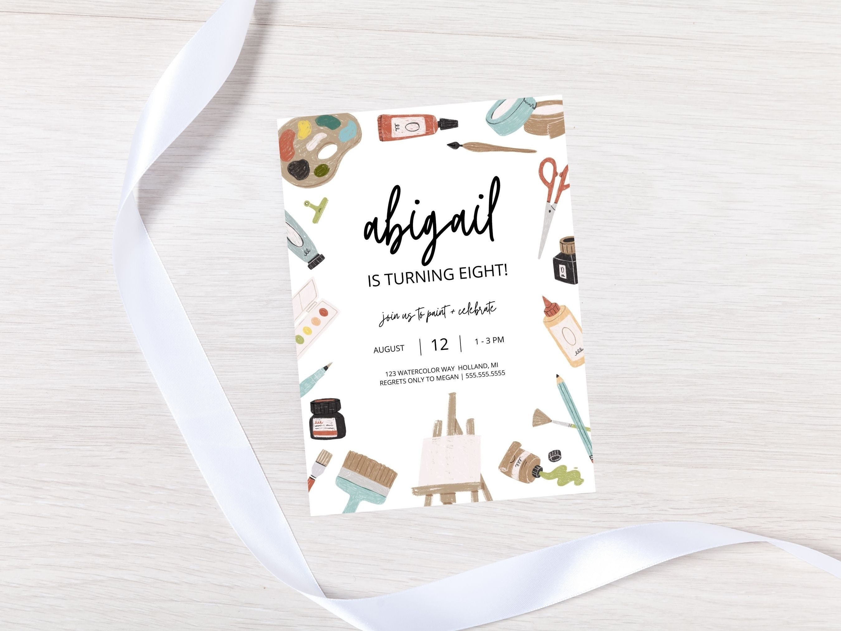 Paint Birthday Party Invitation, Art Birthday, Painting Party, Editable Invitation Template, Instant Download
