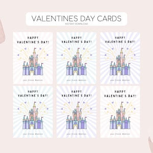 Princess Castle Valentines Day Card, Printable Princess Valentines Day Tags, Modern Castle Valentine, Editable Instant Download