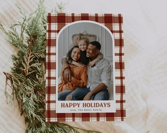 Modern Holiday Photo Card Template, Merry Christmas Card, Holiday Photo Card, Minimalistic Holiday Card Editable Template, Instant Download