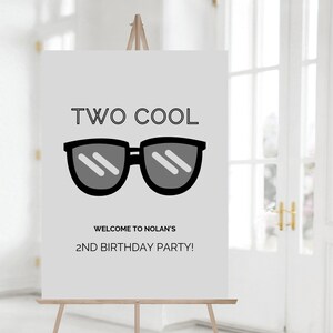 Two Cool Birthday Welcome Sign, Boy Second Birthday Party Decorations, Modern Two Cool Decor, Editable Template, Instant Download