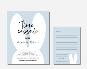 Bunny Birthday Time Capsule, Some Bunny Birthday Decorations, Bunny First Birthday Decor, Boy 1st Birthday Party, Editable, Instant Download