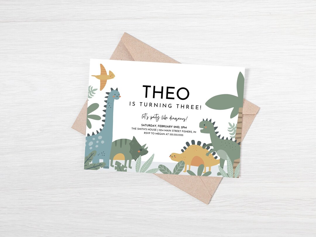 Dinosaur Birthday Party Invitation, Boy Birthday, Dino Party Invite ...