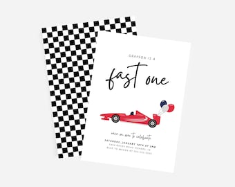 Fast One Birthday Invitation, Race Car Invitation, Race Car Birthday Invite, Race Car First Birthday, Editable Template, Instant Download