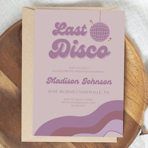 Editable Last Disco Bachelorette Party Invitation & Itinerary, Last Disco Retro Bachelorette Invite, Groovy, Retro 70s, Instant Download