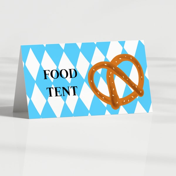 Onetoberfest Food Tents, Oktoberfest First Birthday, Modern German Biergarten Pretzel Decor, Editable Template, Instant Download