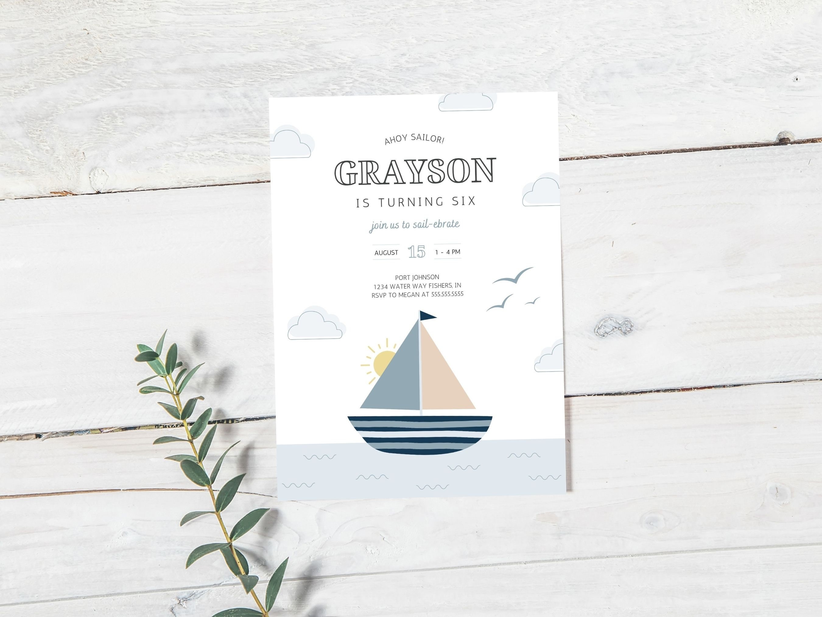 Sailboat Birthday Party Invitation Nautical Birthday Party Etsy Australia