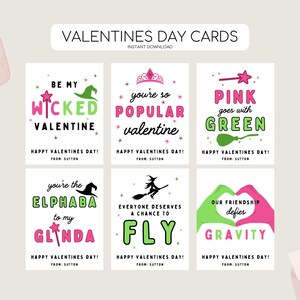 Wicked Valentinstag Karten, Wicked Film Valentinstag Tag, moderne Wicked Musical druckbare Valentinskarten, bearbeitbare Sofort Download