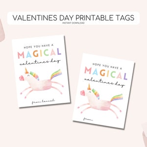 Einhorn Valentinstag Karten, druckbare Einhorn Valentinstag Tags, Regenbogen Valentine, Kinder Einhorn Vday Tag, bearbeitbare Sofort Download