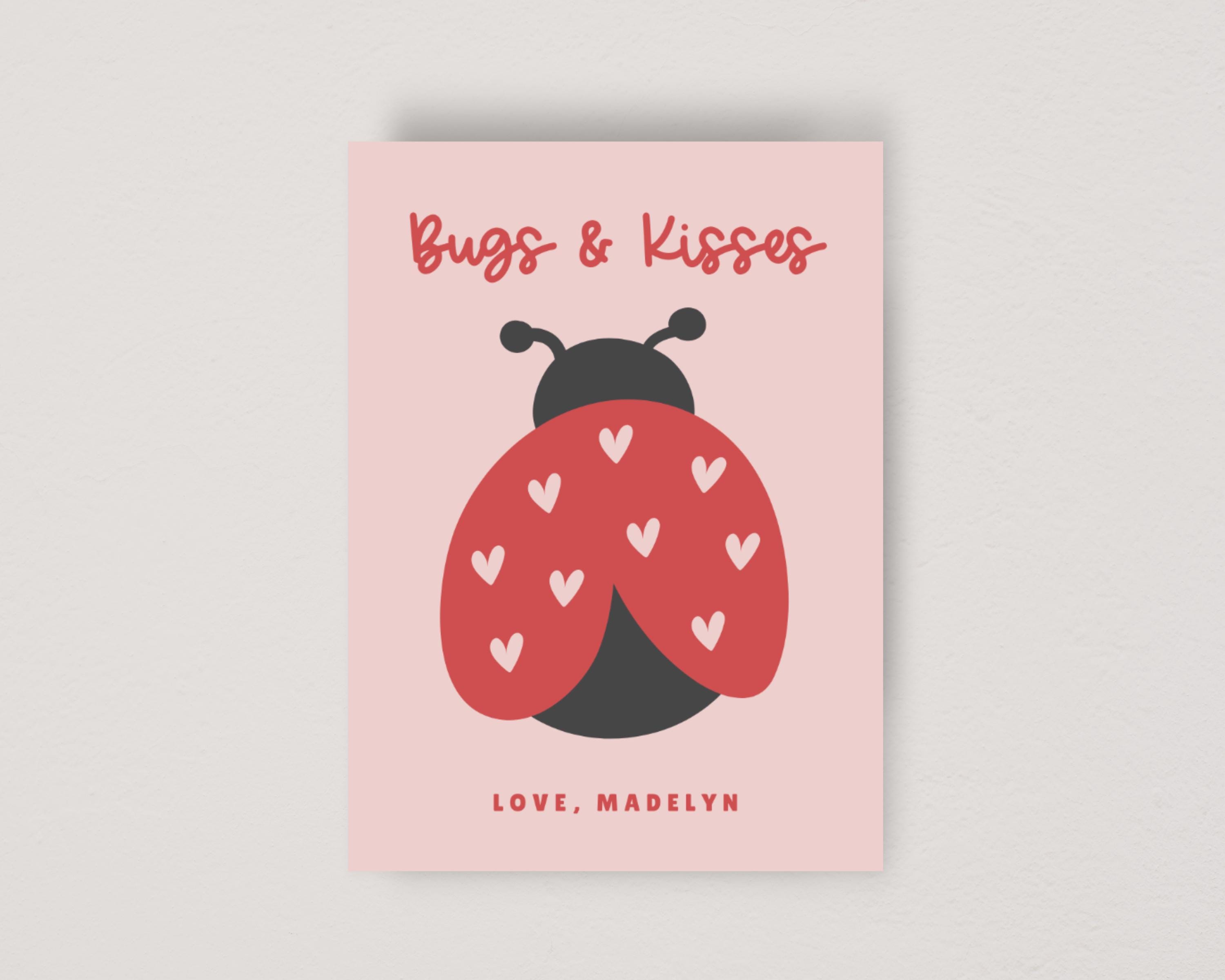 Printable Ladybug Valentine Card, Lady Bug Valentines Day Card, Little ...