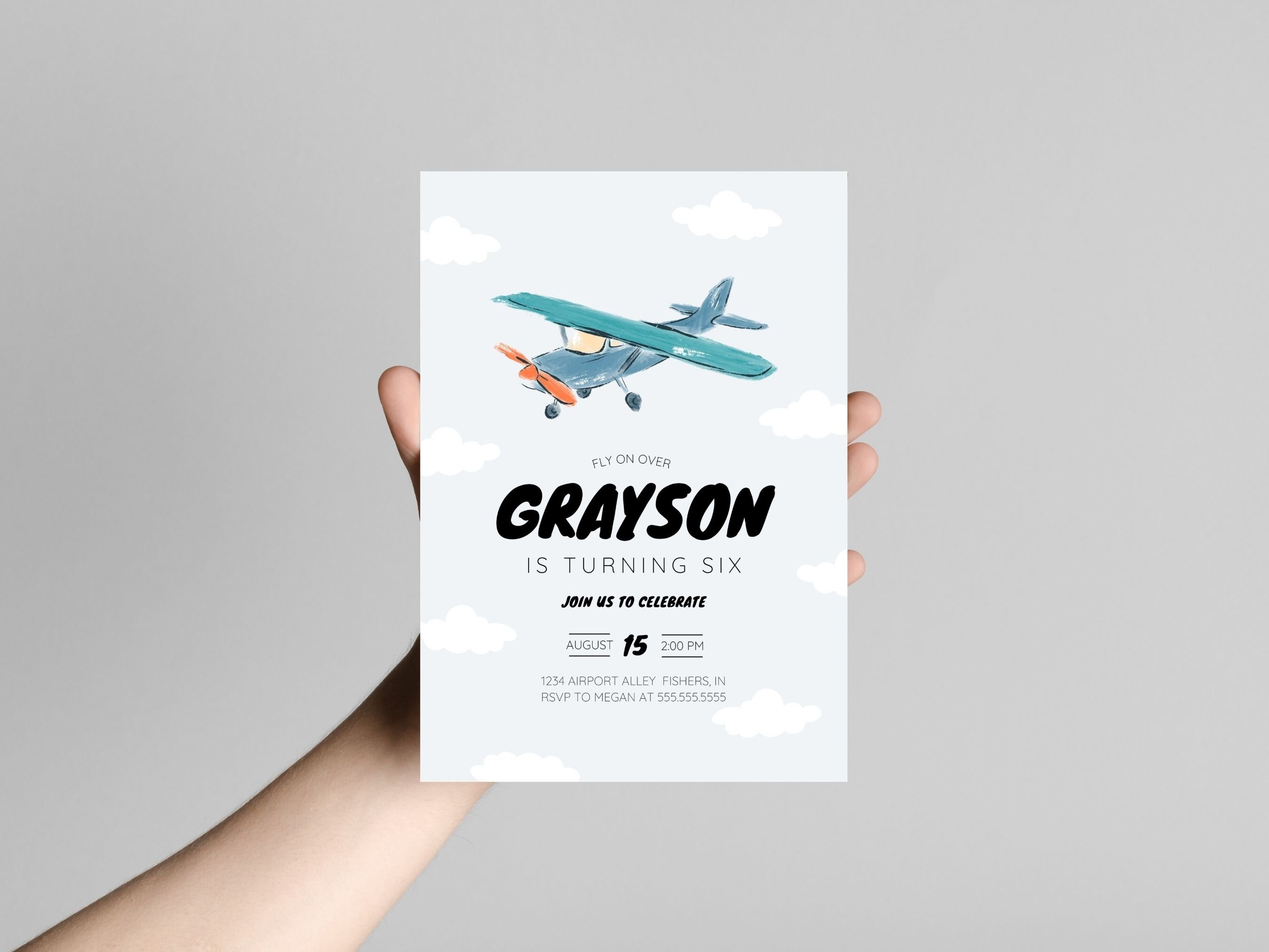 Take Flight Invite Airplane Birthday Party Invitation, Plane Party Invite, Fly on Over ...