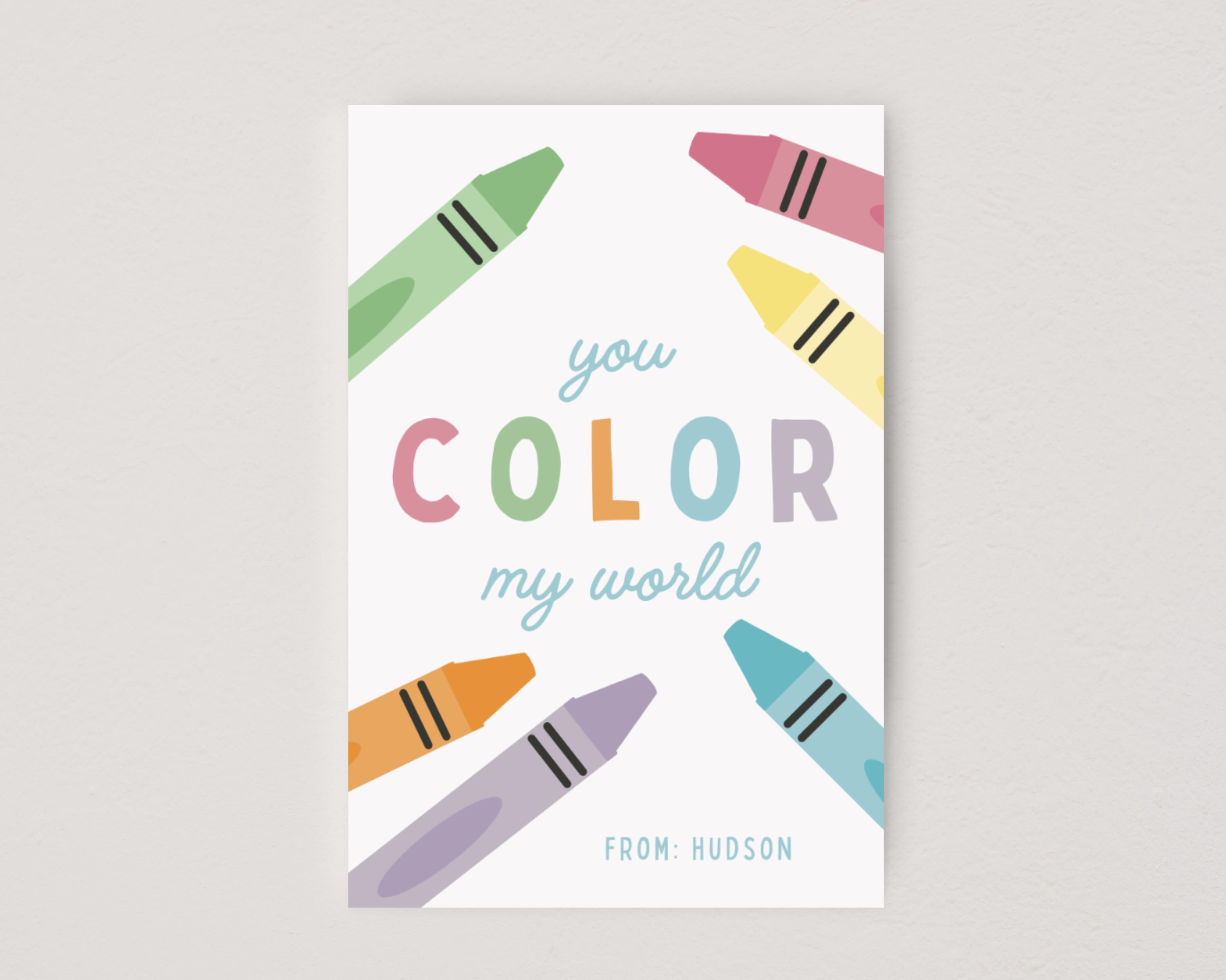 Crayon Valentines Day Cards, Printable Color Valentines Day Tags ...