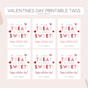 Printable Valentine's Day Tag, Sweet Treat Valentines Day Tag, Valentine Gift Label, Kids School Printable Tag, Editable Instant Download