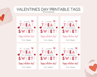 Printable Valentine&#39;s Day Tag, Sweet Treat Valentines Day Tag, Valentine Gift Label, Kids School Printable Tag, Editable Instant Download