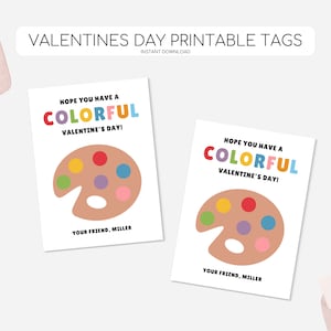 Etiqueta de tinta para impressão Valentine, cartão de tinta para pintura Valentine, tinta Valentine, pré-escola Valentine, crianças Valentine, download instantâneo editável