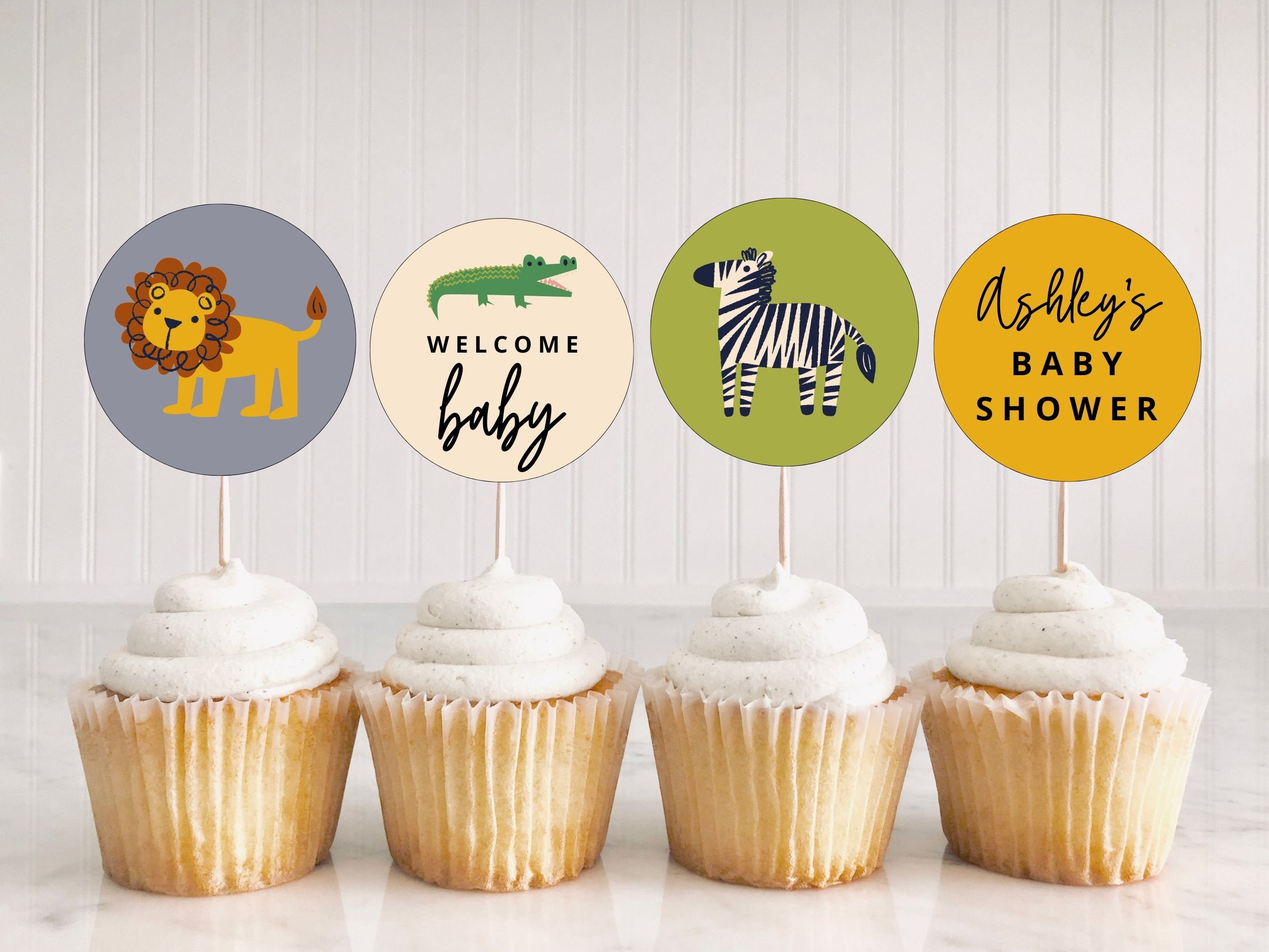 Safari Baby Shower Cupcake Toppers, Wild One on the Way Decorations, Jungle  Animal Baby Shower, Instant Download - Etsy, image size:2700x2025