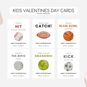 Kinder Sport Valentinstag Karten, druckbare Valentinstag Tags, Kid Vday Sport Tags, Basketball, Football, Baseball, Golf, Instant Download