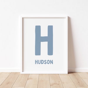 Impresión digital personalizada inicial y de nombre, arte de pared de nombre imprimible, impresión inicial de sala de juegos para niñas y niños, impresión inicial de habitación para niños