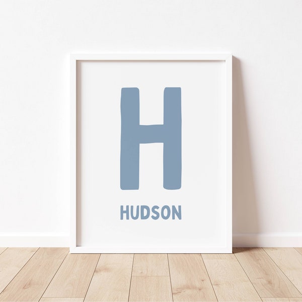 Personalisierte Initiale und Name Digitaldruck, Name Wandkunst zum Ausdrucken, Spielzimmer Initial Print für Mädchen und Jungen, Kinderzimmer Initial Print