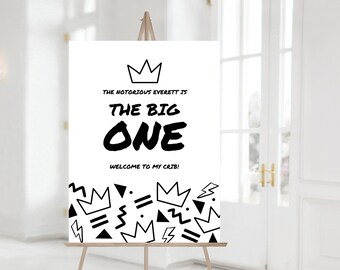 The Big One Birthday Willkommensschild, Notorious One Party Dekoration, erste Geburtstagsparty, 90er Geburtstag, bearbeitbare Vorlage, Instant Download