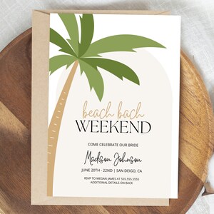 Beach Bachelorette Invitation and Itinerary, Beach Bach Invite, Tropical Bachelorette Invitation, Editable Template, Instant Download