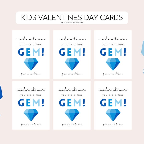 Printable Ring Pop Valentine's Day Tag, Gem Ring Pop Treat Bag Tag, Kid Valentines Day Tag, Valentine Gift Label, Editable Instant Download