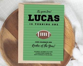 Football Birthday Invitation, Football Birthday Party Invite, Boy Sports Birthday Invitation, Rookie Of The Year Invite, Editable Template
