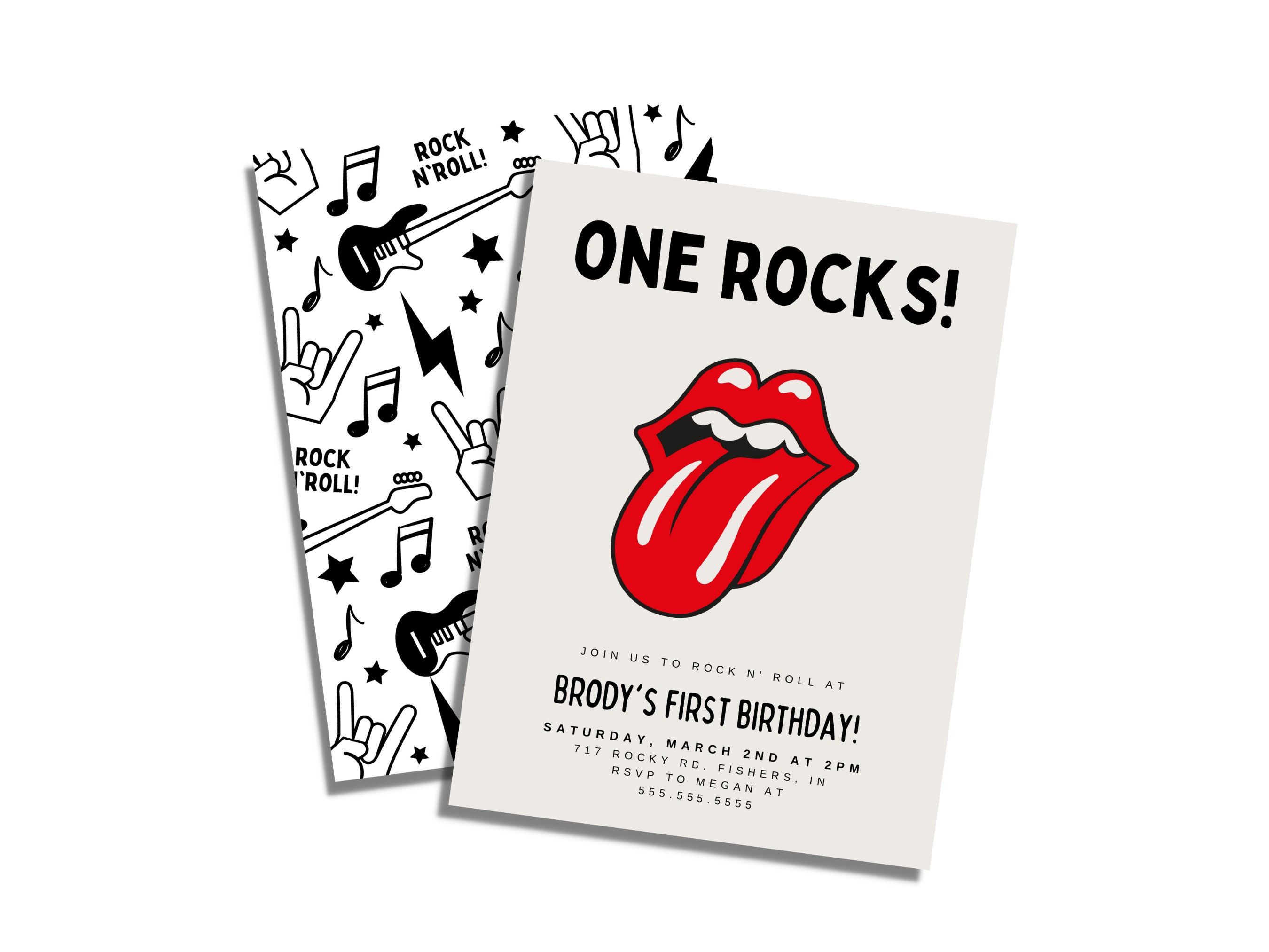 Rock and Roll Birthday Invitation, One Rocks Party Invite, Rock N Roll ...