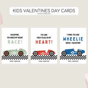 Kinder Rennauto Valentinstag Karten, druckbare Valentinstag Tags, Junge Rennauto Vday Karte, Fahrzeug Valentine Tag, bearbeitbare Sofort Download