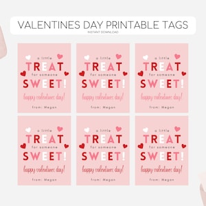 Afdrukbare Valentijnsdagtag, tag voor zoete traktatie Valentijnsdag, Valentijnscadeaulabel, afdrukbare tag voor kinderen, bewerkbare Instant Download