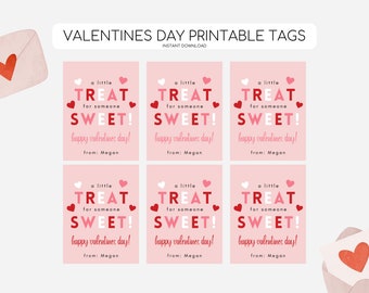 Printable Valentine's Day Tag, Sweet Treat Valentines Day Tag, Valentine Gift Label, Kids School Printable Tag, Editable Instant Download