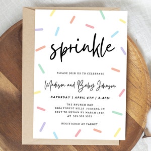 Sprinkle Baby Shower Invitation, Baby Sprinkle Invite, Sprinkled with Love Invitation, Editable Template, Instant Download