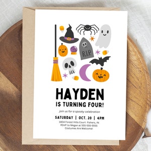 Halloween Birthday Party Invitation, Spooky Season Birthday, Ghost Birthday Party Invite, Fall Birthday, Editable Template, Instant Download