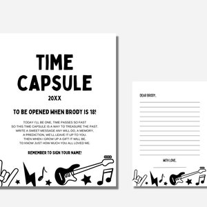 Rock and Roll Time Capsule, Rock N Roll Party Memories, Rocker Birthday Decorations, Music Birthday, Rolling Stones, Instant Download