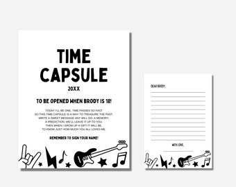 Rock and Roll Time Capsule, Rock N Roll Party Memories, Rocker Birthday Decorations, Music Birthday, Rolling Stones, Instant Download