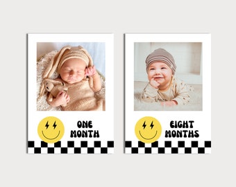 Ein glücklicher Dude Foto Banner, ein glücklicher Dude Monat für Monat Banner, Smiley Party Dekorationen, bearbeitbare Vorlage, Sofortiger Download