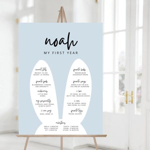 Bunny Birthday Milestone Board, Some Bunny Decorations, Bunny First Birthday, Bunny Stats Sign, Editable Template, Instant Download