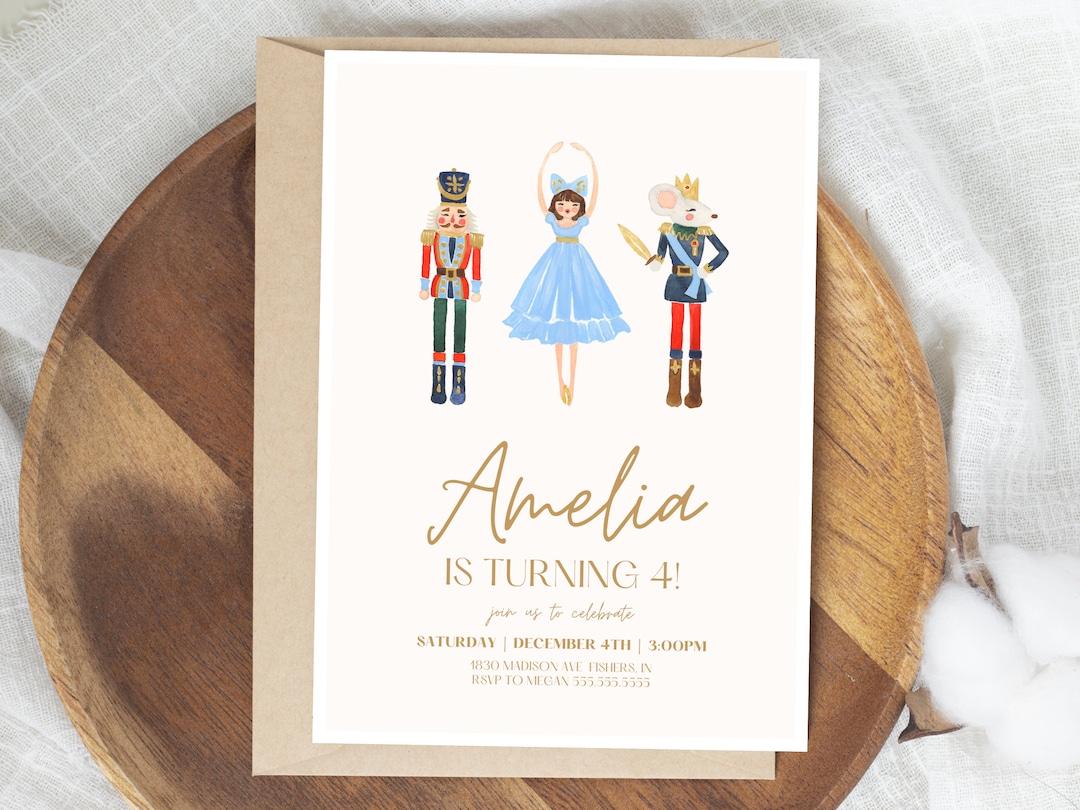 Nutcracker Birthday Invitation Modern Nutcracker Holiday - Etsy