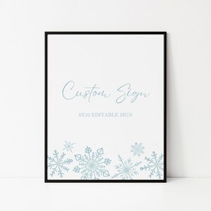 Winter Birthday Editable Sign, Snowflake Birthday Party Signage, Winter Princess Decorations, Frozen, Editable Template, Instant Download