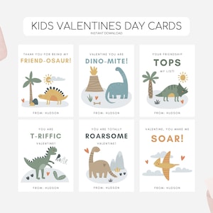 Kinder Dinosaurier Valentinstag Karten, druckbare Valentinstag Tags, Kid Vday Dinosaurier Tag, moderne Dino Valentines, bearbeitbare Sofort Download