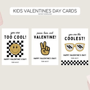 Kinder Cool Dude Valentinstag Karten, zu coolen Jungen Valentinstag Tags, Vday zu cool Tag, moderne Jungen Valentinstage, bearbeitbare Sofort Download
